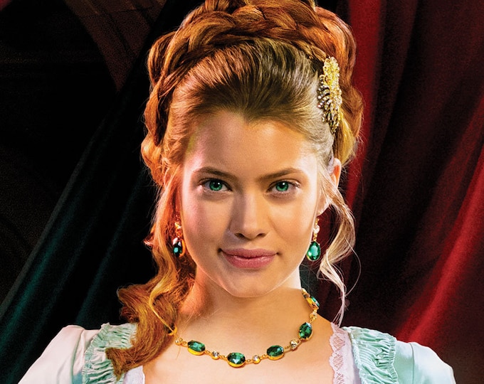 Antonia Emerald and Clear Necklace, Bracelet, and Earrings - Noble Satyr - Roxton Family Saga by Lucinda Brant, Historical Romance