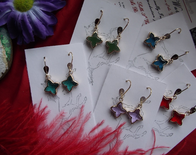 E-0652- Crystal Stars - Georgian Earrings, Regency Earrings, Countess Earrings, Princess Earrings, Purple, Teal, Orange, Blue, Olivine