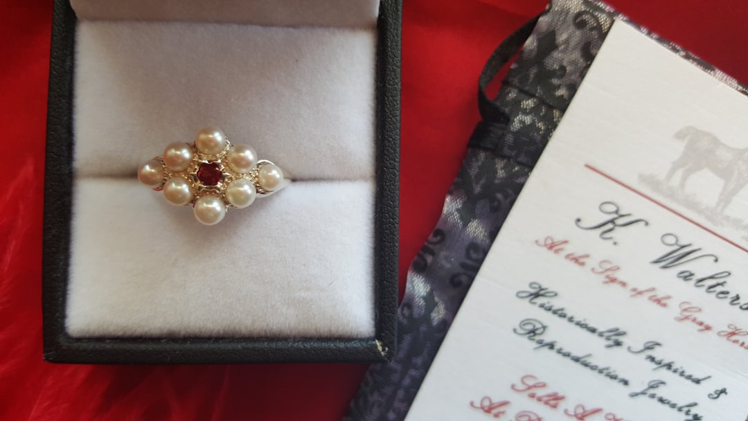 R0067 Elizabethan Pearl and Ruby or Emerald Cluster Ring Pearl Cluster