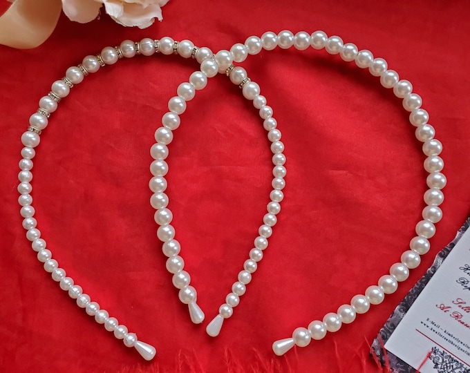 T-0098P - Pearl Headband, Georgian Tiara, Regency Coronet, Princess Josephine Tiara, Diadem