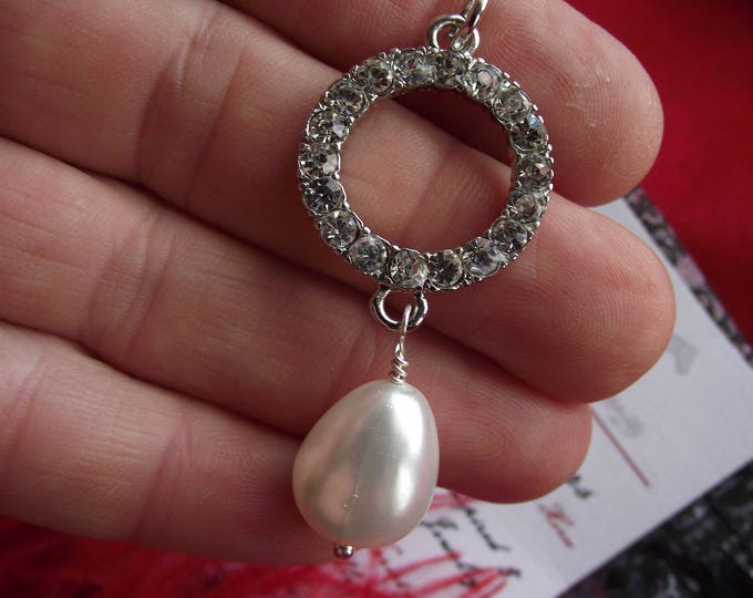 PE-0092 -  Clear Open Crystal and South Sea Shell Pearl Drop Pendant - Georgian Pendant, Regency Pendant, Renaissance Pendant