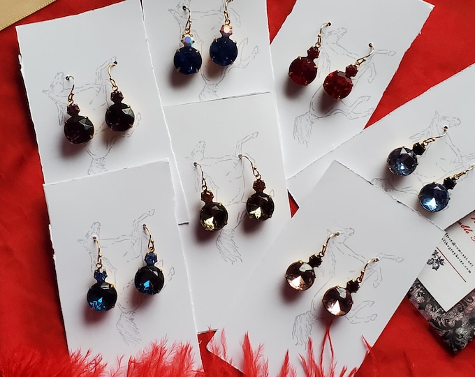 E-0570 - Antoinette Earrings - Swarovski Crystal Georgian Earrings, Pearl Earrings, Clear