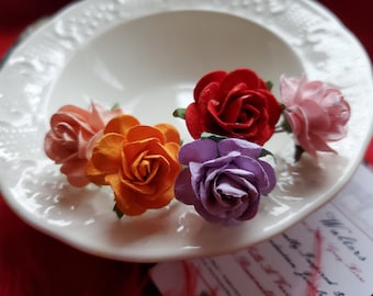 HA-0072 - Paper Hair Flower Bobby Pin - Georgian Hair Flower, Hair Sprig, Ballet Hair Flowers, Regency Hair Decoration