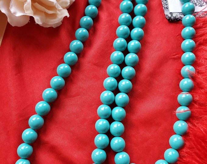 N-0010 / E-0010 Shell Turquoise Necklace and Matching Earrings - Jane Austen, 18th Century, Turquoise and Gold