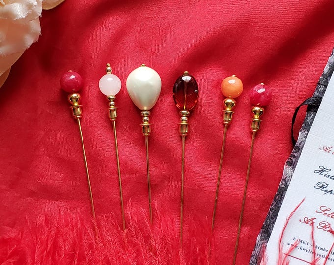 HA-0105Z - 6 inch Silver Hat pins with Beads - 20 Gauge
