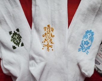ST-0001 - Hand Painted Cotton Stockings - Reenactor, Living History, Costuming