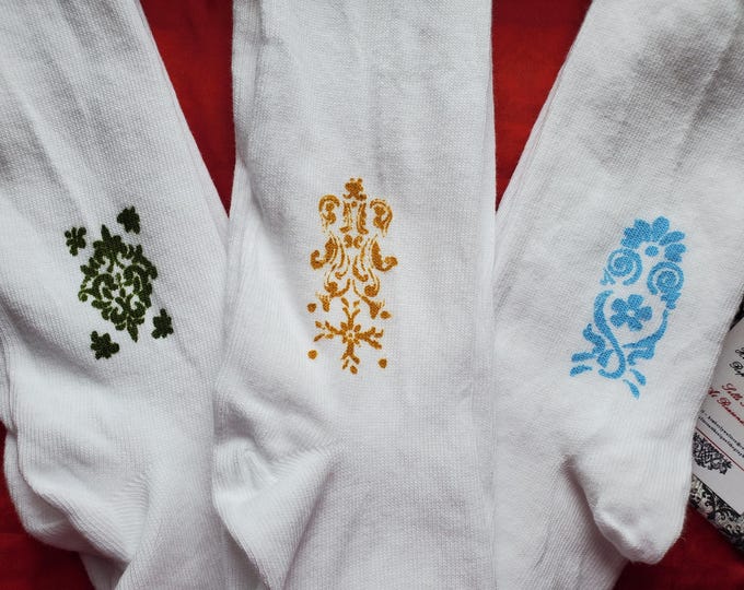 ST-0001 - Hand Painted Cotton Stockings - Reenactor, Living History, Costuming