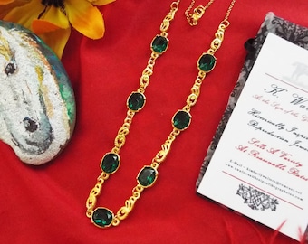 N-0162F - 'Emerald' Nouveau Necklace - Debutante, Regency, Art Deco, Swarovski Crystal Necklace, Museum Reproductions