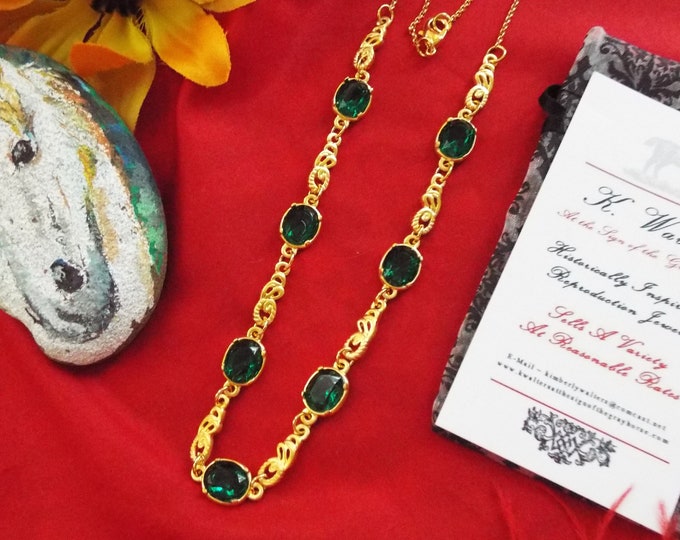 N-0162F - 'Emerald' Nouveau Necklace - Debutante, Regency, Art Deco, Swarovski Crystal Necklace, Museum Reproductions