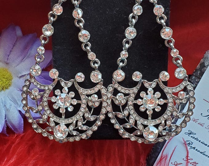 E-0500 - Vintage Silver Statement Earrings - Similar to Kenneth J. Lane Inspired Crystal Repurpose