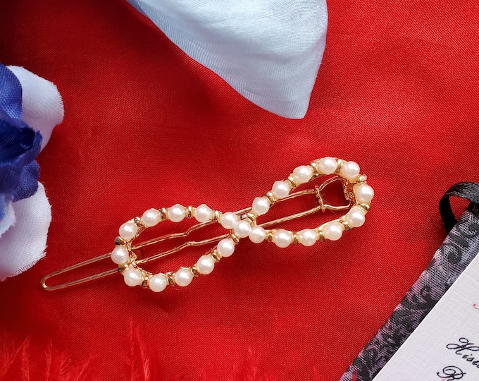 HA-0156 - Infinity Pearl Barrette - Pearls, White, Hair, Barrette, Updo