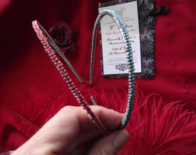 HA-0038 - Red Seed Pearl Bandeau or Headband - Regency Headband, Ballet Headband, Dance, Hair Decoration, Cosplay, Costuming