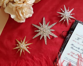 BR-0054 - Silver or Gold Star Brooch, 18th Century Brooch, Royalty, Empress Sissy