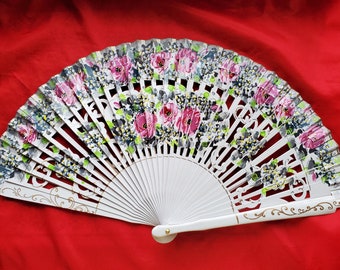 F-0006 - Wooden Hand Painted Hand Fan - Georgian, Regency, Victorian