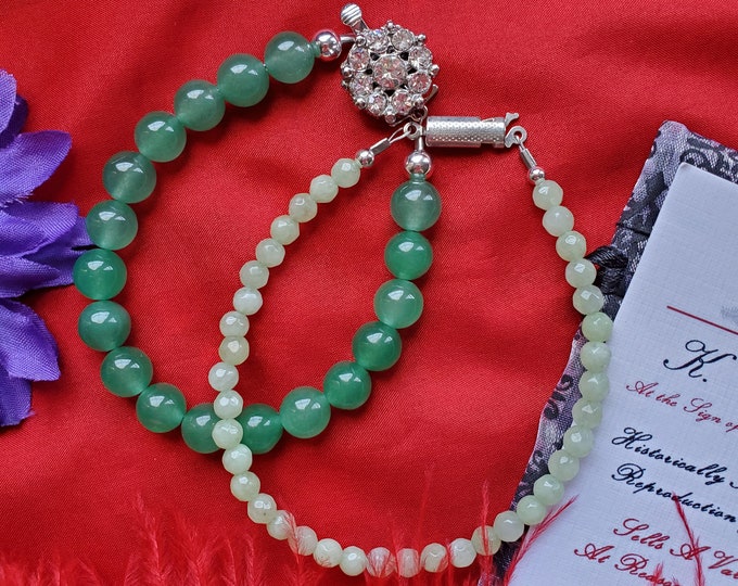 BR-0058 - Green Agate Bracelet - Agate, Apple Green, Natural Stone