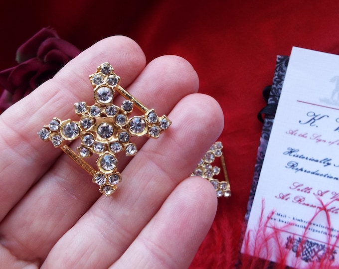 B-0049G - Rhinestone Buckle - 18th Century Buckle, Georgian Buckle, Regency Buckle, Hat Buckle