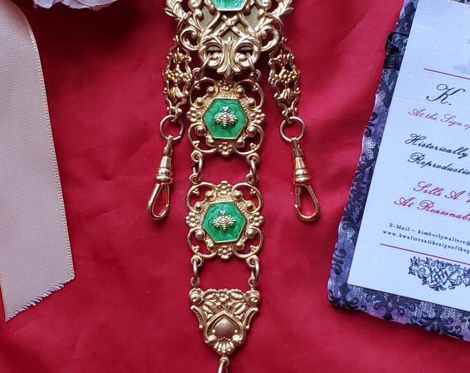 LWC - 0011 - Ladies Bee Reproduction 18th Century Watch Chain - Bees, Chain, Watch