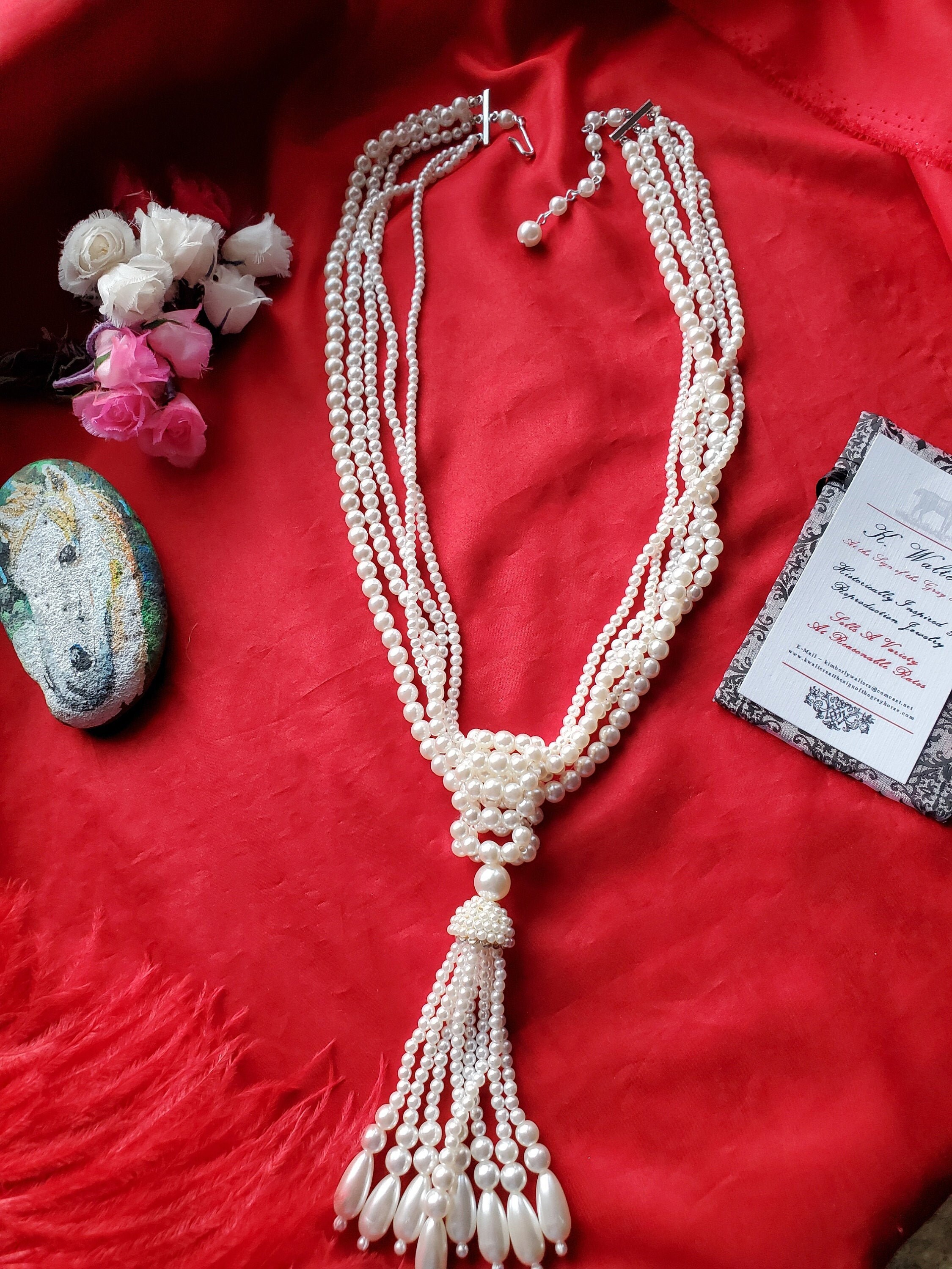 N-0152 Vintage Faux Pearl Necklace 