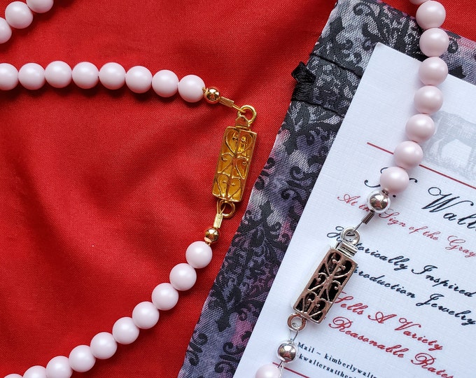 N-0051C - Pink Swarovski Crystal Beaded Necklace Reenactor Jewelry, SCA Jewelry, Renaissance Necklace, Everyday Necklace, Pink