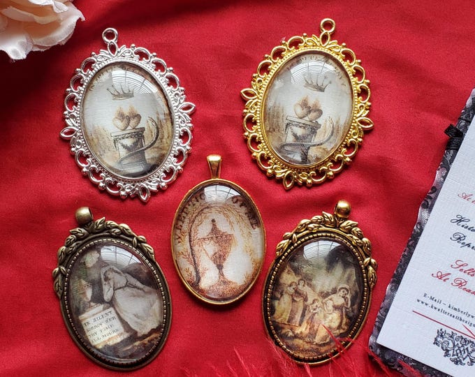 L-0007 - Miniature Pendant, Memento Mori Jewelry, Remembrance Jewelry, Mourning, Miniature Portrait, Historically Inspired Jewelry