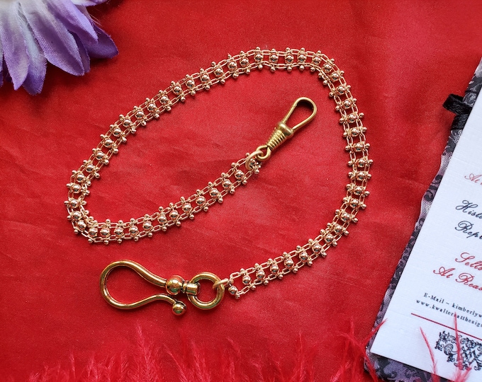 WC-0001 - Gold Plated Watch Chain or Pinball Ring Chain - 18th or 19th Century Watch Chain