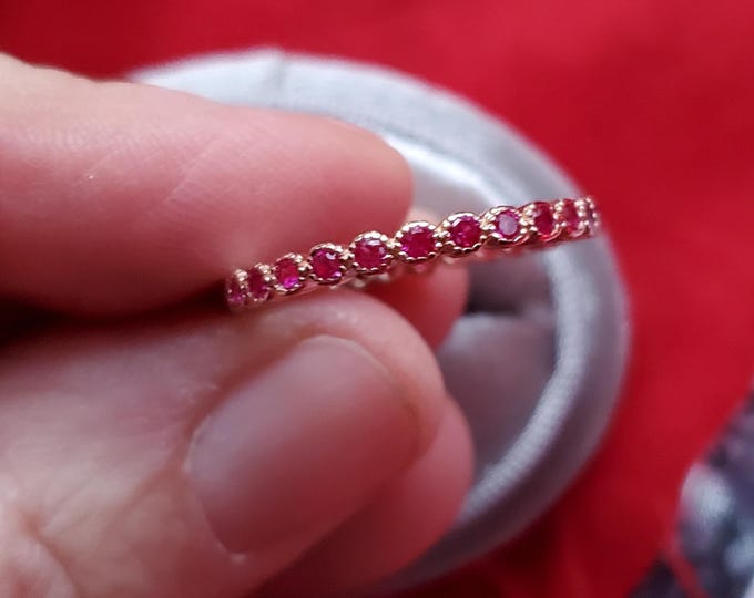 R-0094 - Garnet Crystal Vermeil Ring - Martha Washington, Stacking Ring, Minimalist