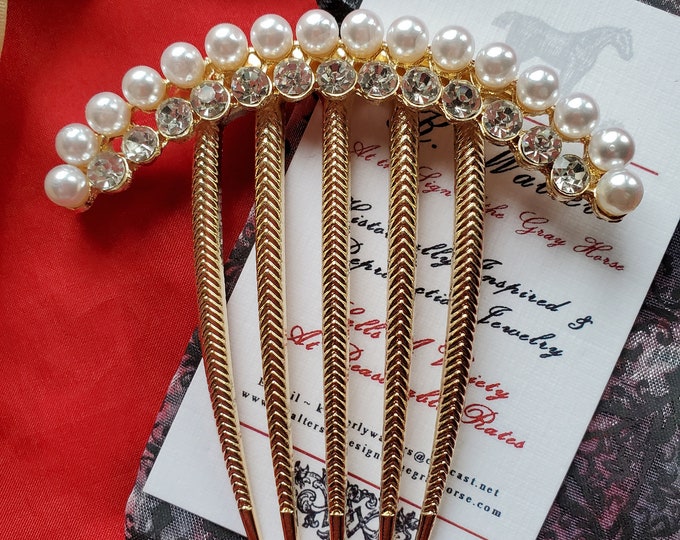 T-0101 - Pearl and Crystal Comb, Georgian Tiara, Regency Coronet, Princess Josephine Tiara, Diadem, French Twist