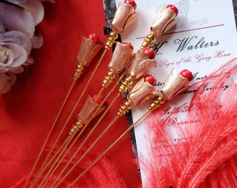 HA-0012 - 8 inch Rose Gold Hat pins - 22 Gauge
