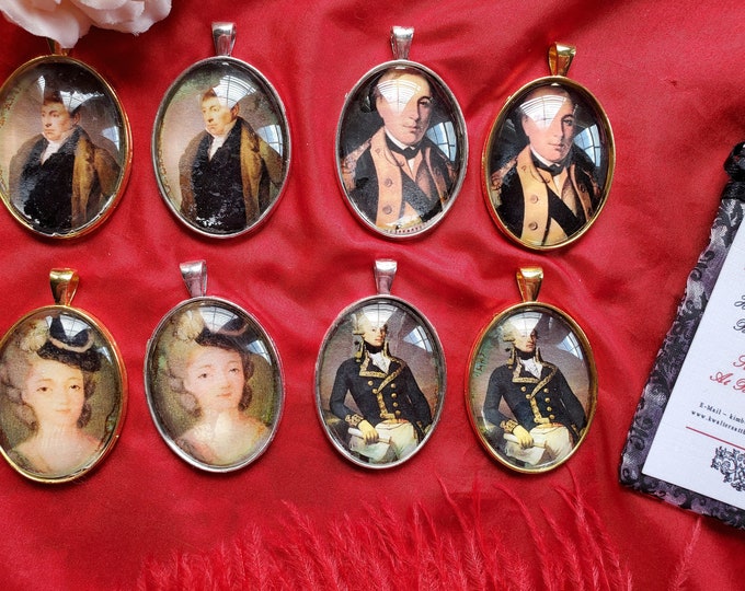L-0009 - Lafayette Miniature Pendant Reproduction, Remembrance Jewelry, Miniature Portrait, Historically Inspired Jewelry