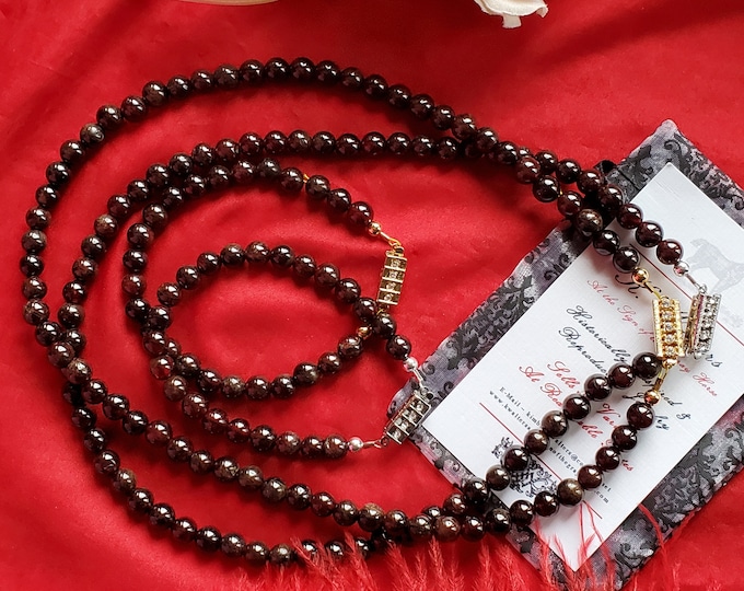 N-0129 - Garnet Necklace or Bracelet with Gold or Silver Plated Clasp