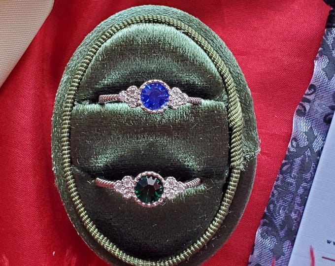 R-0106 - Sapphire or Emerald Crystal Sterling Silver Ring or Band