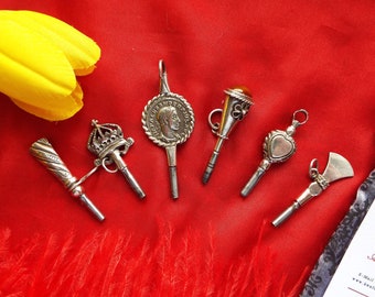 MWC-0004B - Antique Reproduction Sterling Silver Watch Keys - Georgian, Regency, Civil War, Victorian Watch