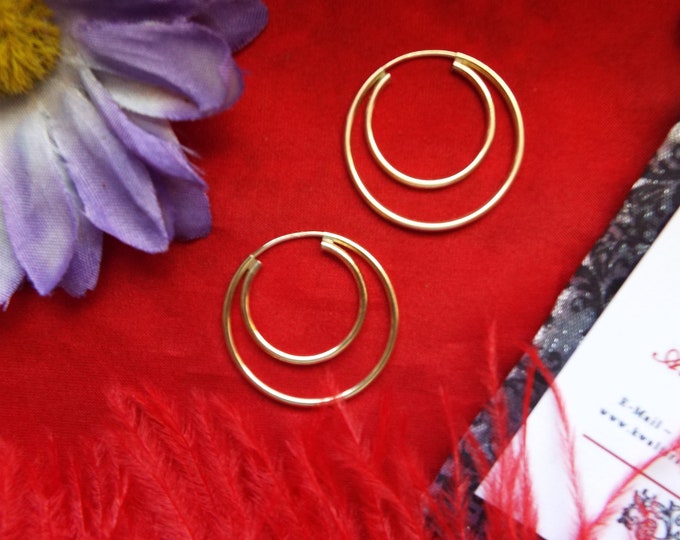 E-0002D - Gold-Filled Double Hoops - 18th Century Hoops, Hoop Earrings