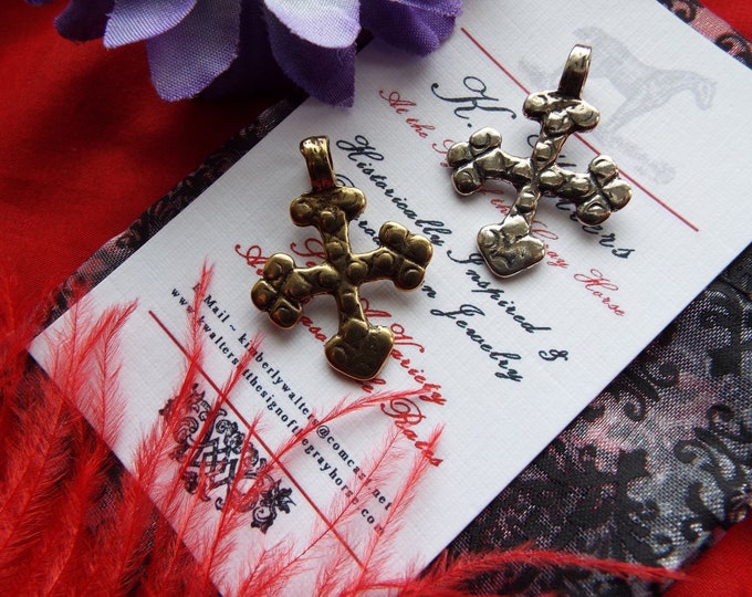 PE-0005E - Little Cross - Sterling Silver or Bronze Cross, Charm