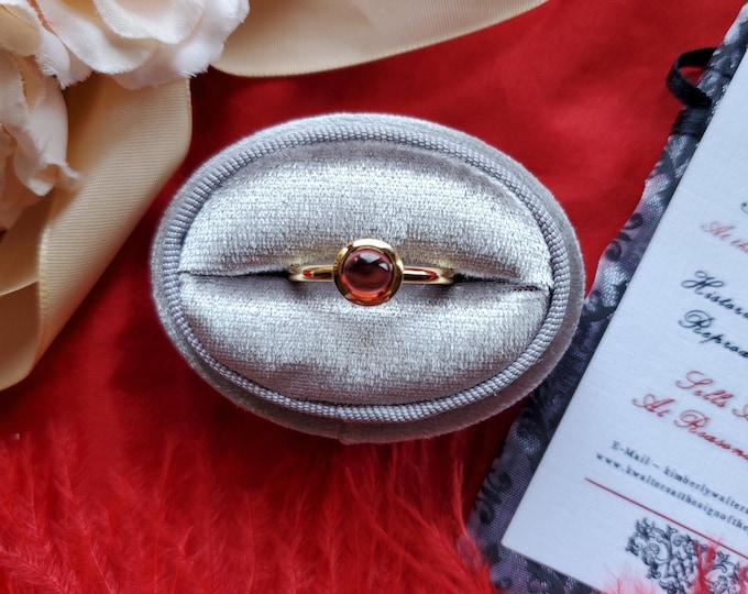 R-0081 - PVD Gold and Red Glass Classical Stacking Ring - Georgian Ring, Regency Ring, Civil War Ring, Victorian Ring