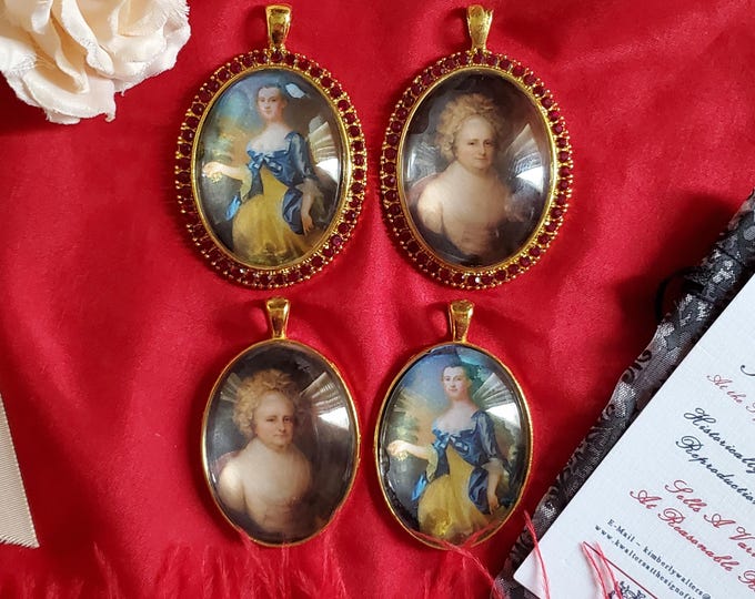 L-0007A - Martha Washington Reproduction Miniature Portrait, Historically Inspired Jewelry