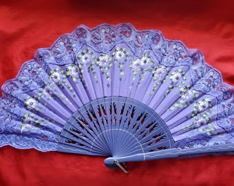 F-0012 - Silk Screen Hand Fan - Georgian Fan, Regency Fan, Victorian Fan, Hand Fan, Spanish Fan, Silk Fan, Fan