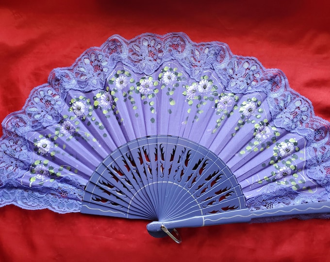 F-0012 - Silk Screen Hand Fan - Georgian Fan, Regency Fan, Victorian Fan, Hand Fan, Spanish Fan, Silk Fan, Fan
