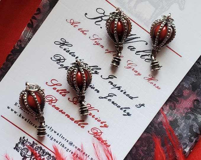 PE-0202 - Sterling Silver Balloon Pendant with Swarovski Red Coral Bead