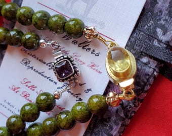 N-0100 - Dark Green Quartzite Necklace with Bali Clasp