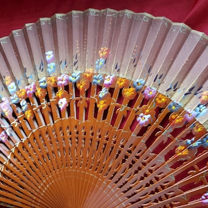 F-0005 - Wooden Hand Painted Hand Fan - Georgian Fan, Regency Fan, Victorian Fan, Hand Fan,