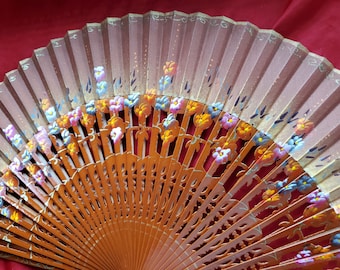 F-0005 - Wooden Hand Painted Hand Fan - Georgian Fan, Regency Fan, Victorian Fan, Hand Fan,