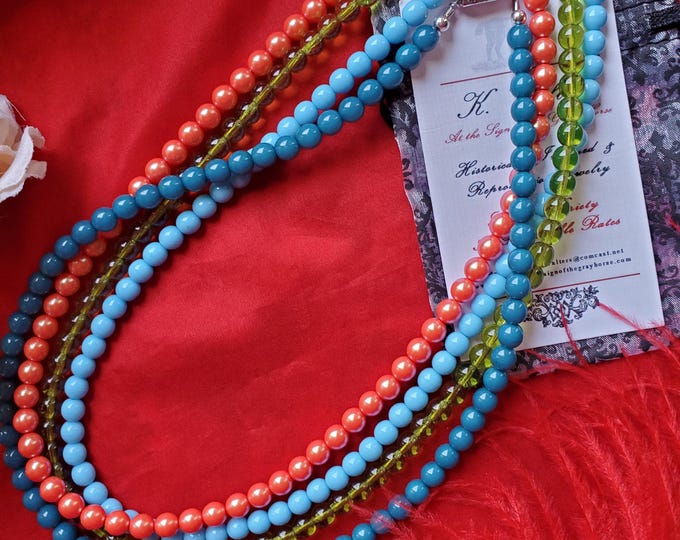 N-0013 - Czech Bead Necklace - Regency, Living History, Jane Austen, Reproduction
