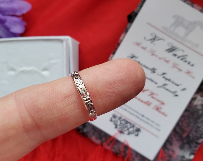 R-0072B - Sterling Silver Skinny Posey Ring - Regency Posey Ring, Georgian Posey Ring, Elizabethan Posey Ring