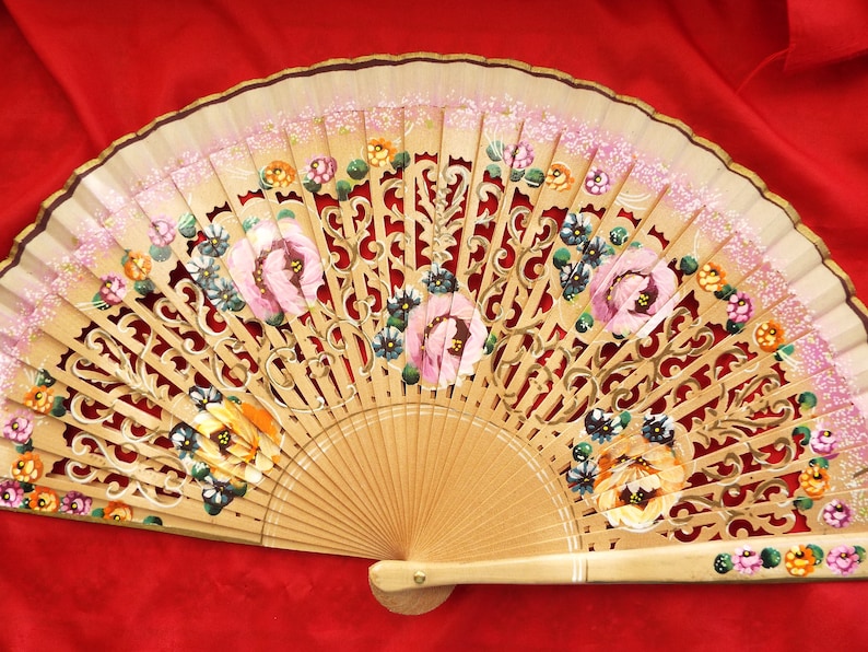 Make a Victorian Carriage Parasol | Victorian Parasol History     F-0006 - Wooden Hand Painted Hand Fan - Georgian Fan Regency Fan Victorian Fan Hand Fan  AT vintagedancer.com