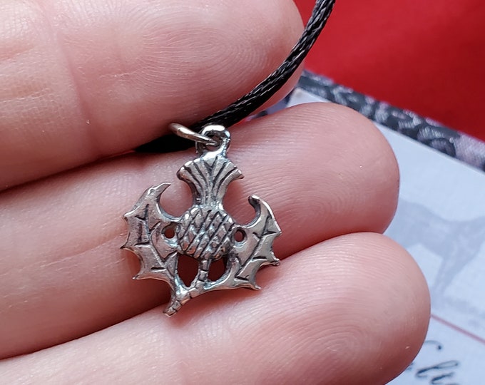 N-0104 - Sterling Silver Thistle Pendant Necklace
