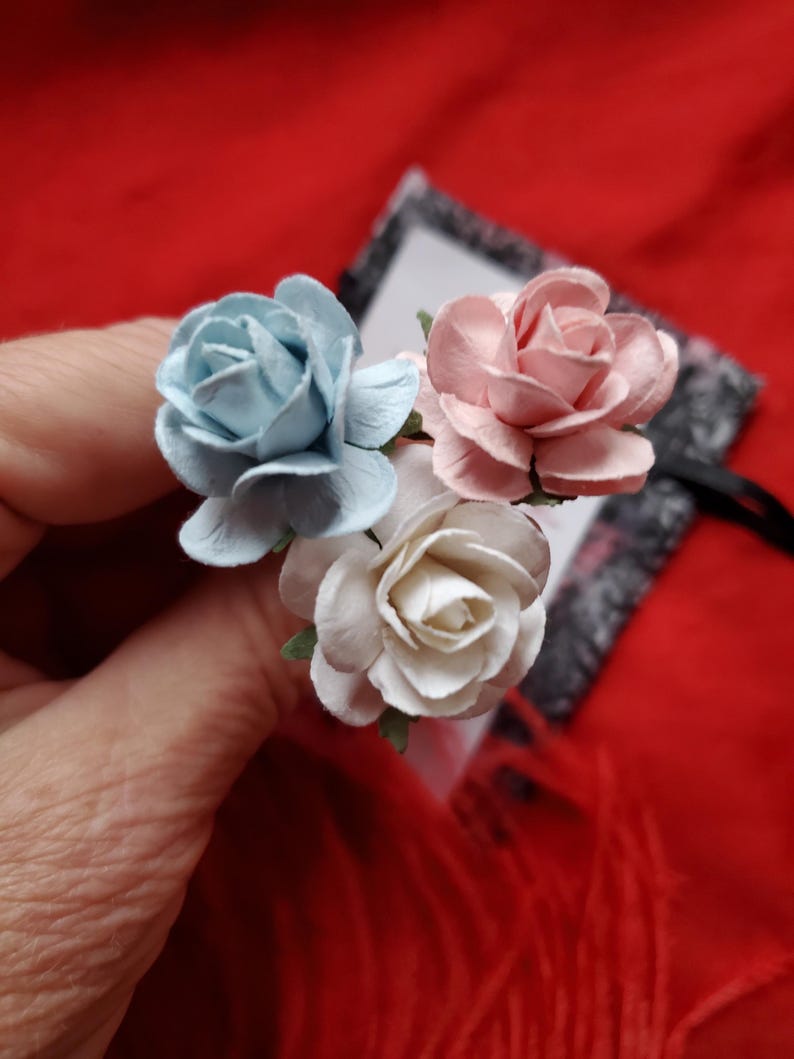 HA-0072 - Paper Hair Flower Bobby Pin - Georgian Hair Flower, Hair Sprig, Ballet Hair Flowers, Regency Hair Decoration