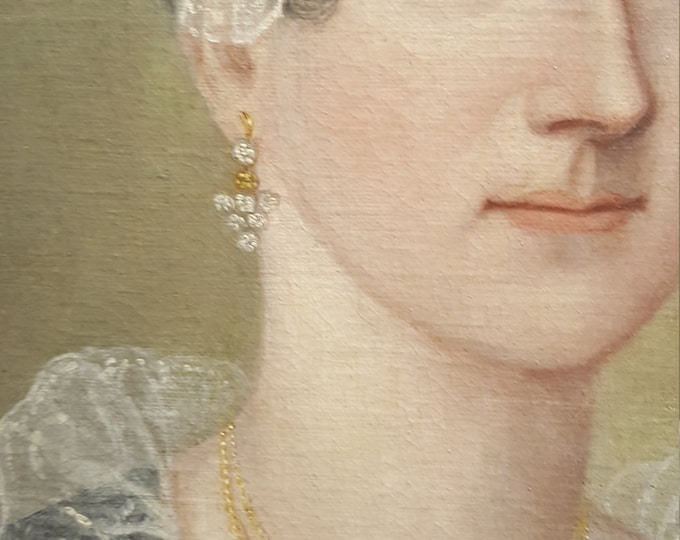 E-0603V - Lady of the Shure Family Earrings - Georgian Earrings, Regency, Crystal Earrings, 18th Century Jewelry, Regency Jewelry