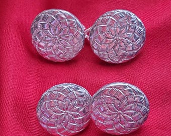 SL-0002 - Pewter Cufflinks - Sleevelinks with Sunflowers 9/16th inch - Sleeve Buttons