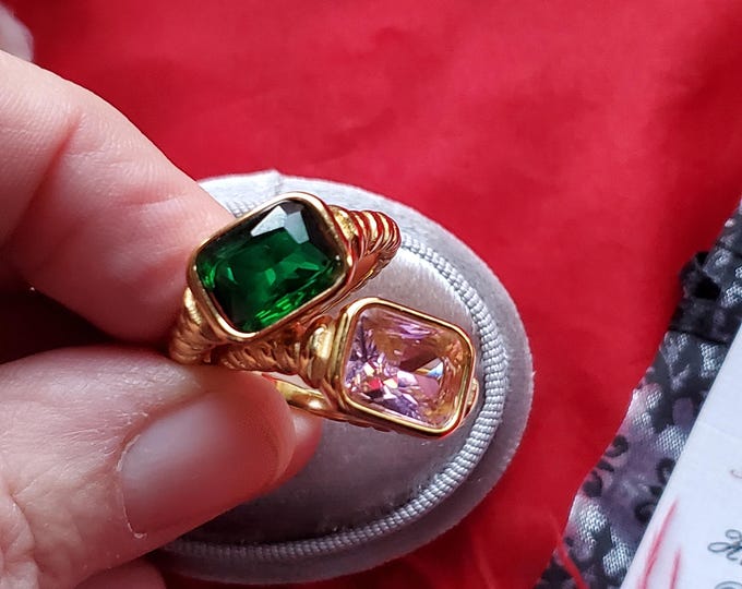 R-0091 - Green or Pink Statement Ring